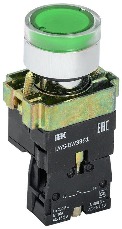 Кнопка LAY5-BW3361 с подсветкой зел. 1з IEK BBT50-BW-K06 #1