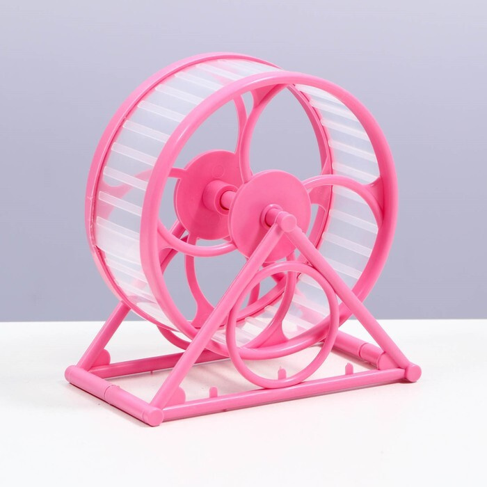 Колесо на подставке для грызунов, диаметр колеса 12,5 см, 14 х 3 х 9 см, розовое  #1