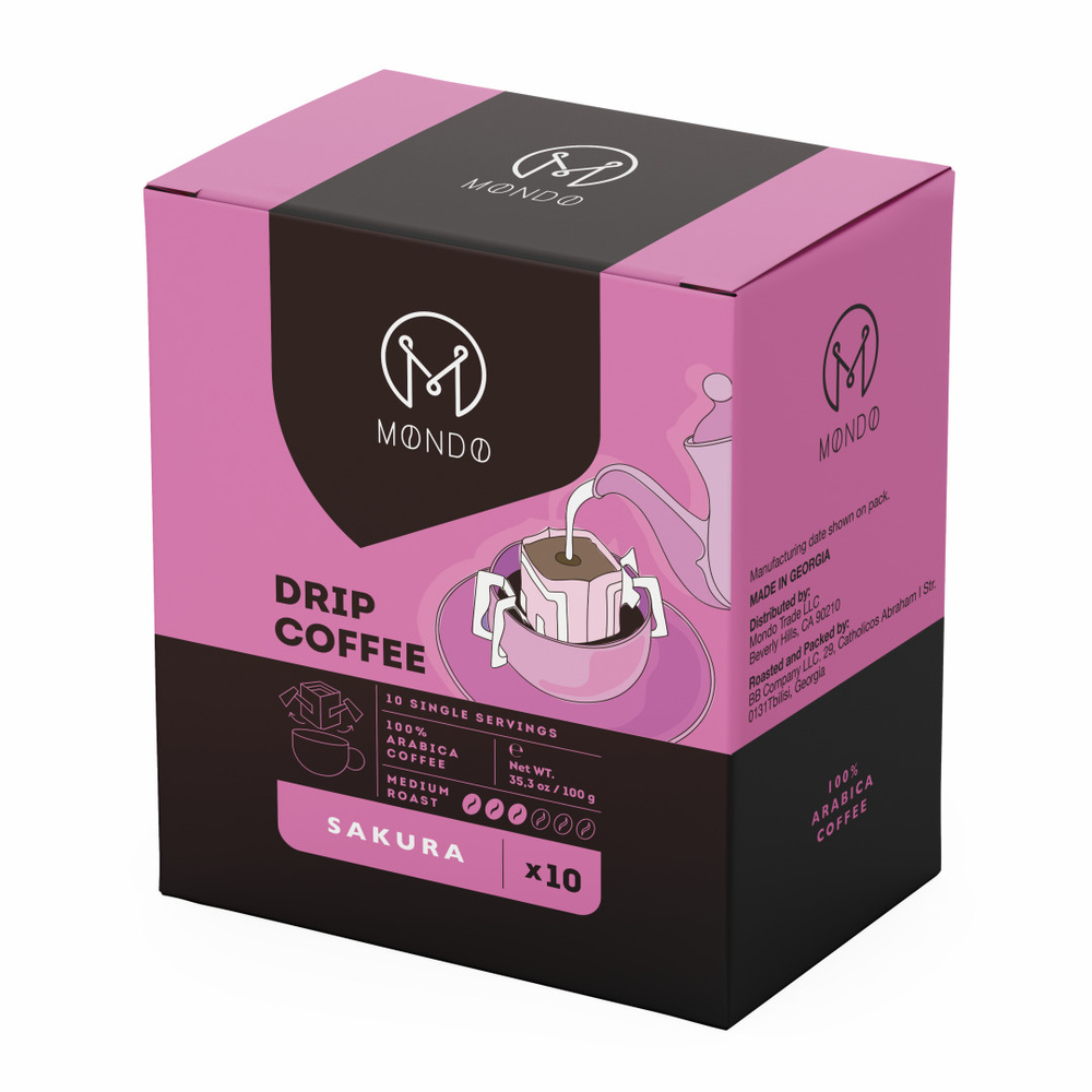 Молотый кофе MONDO SAKURA, в дрип-пакетах - Drip coffee, 10 шт. по 10 г. #1