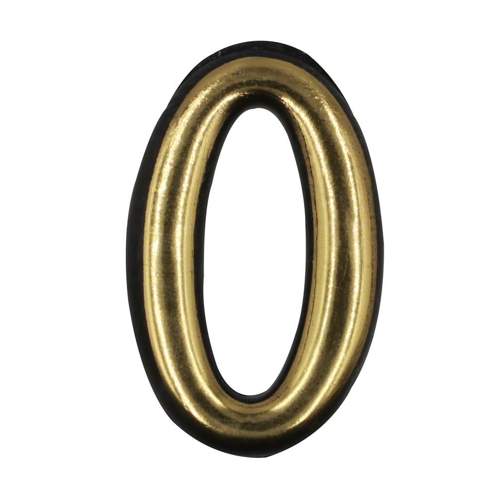 Цифра на дверь "0" (номер) пластмассовая самоклеящаяся 50мм золото  #1