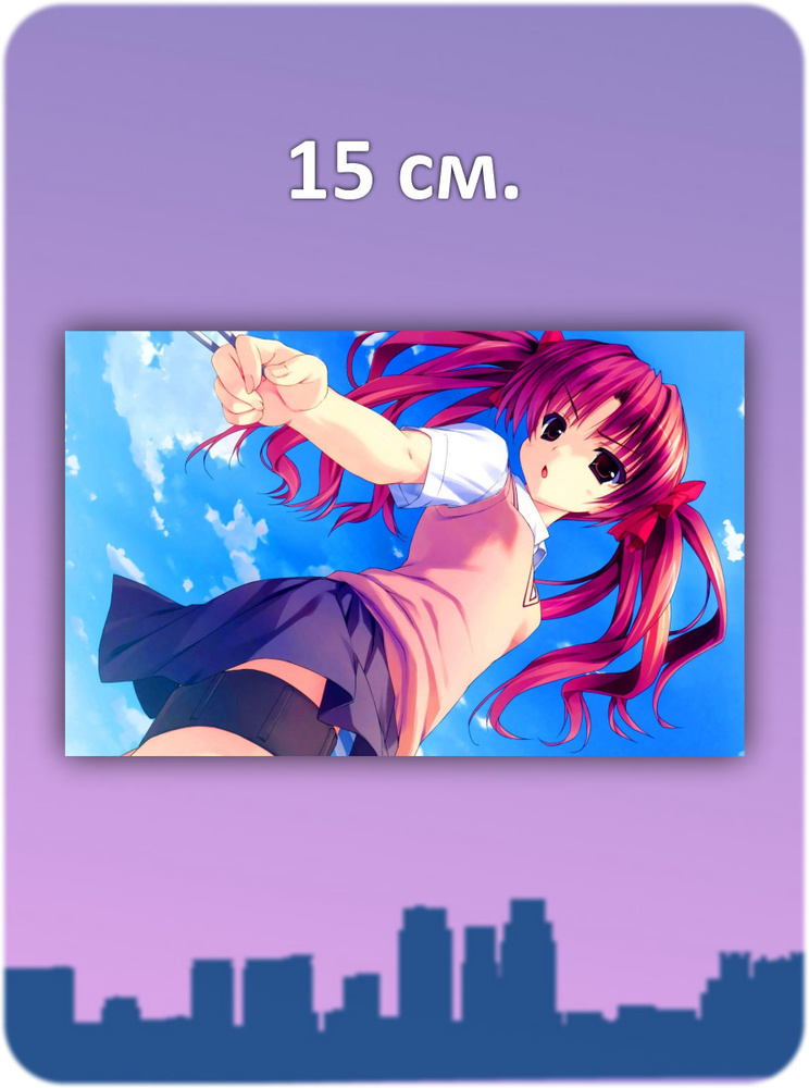 Наклейка стикер Аниме тян девушка с розовыми волосами купить по ...