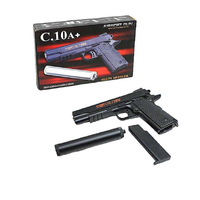 Детский пневматический пистолет Colt Classic с глушителем C.10A+(металл ...