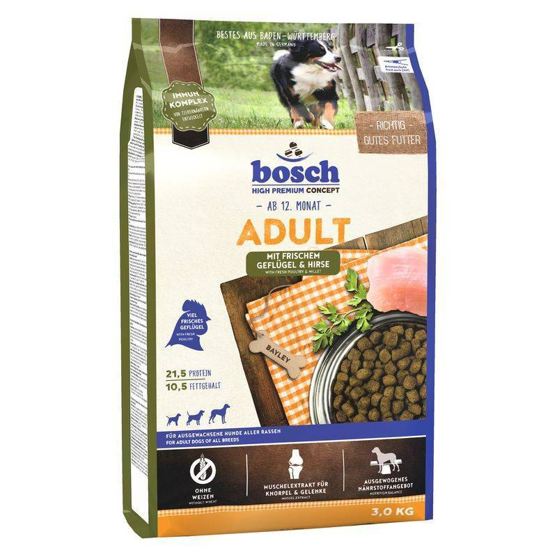 Сухой корм для собак Bosch Adult with poultry and millet (Птица с просо) 3 кг.  #1