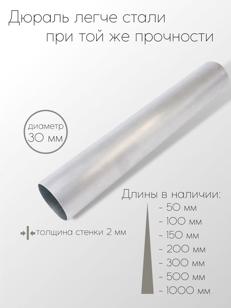 Алюминий дюраль Д16Т труба диаметр 30 мм толщина стенки 2 мм 30x2x50 мм #1