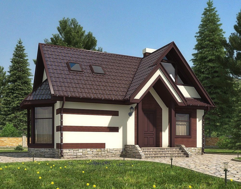 (88м2, 11х8м) Готовый проект каркасного дома с мансардой и панорамными окнами - AS-178  #1