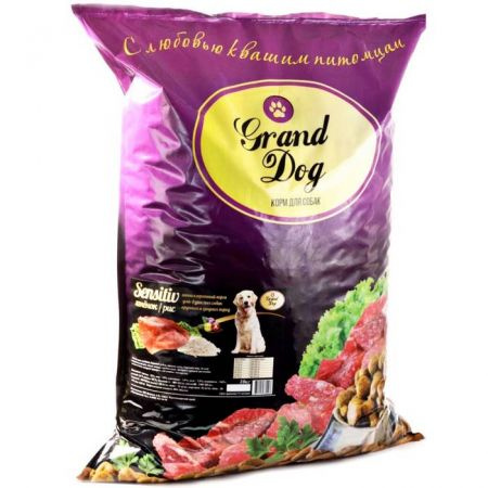 Гранд Дог, 10кг, sensitiv (sensitive) ягнёнок/рис для взрослых собак ...