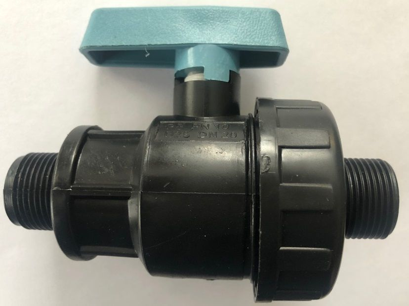 Кран шаровой ПНД, DN10, Д25, НР 3/4" - НР 3/4", 2 штуки - купить с ...