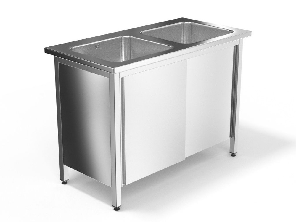 Ванна моечная цельнотянутая 2-х секц. закрытая 1200*600*850 без задней ...