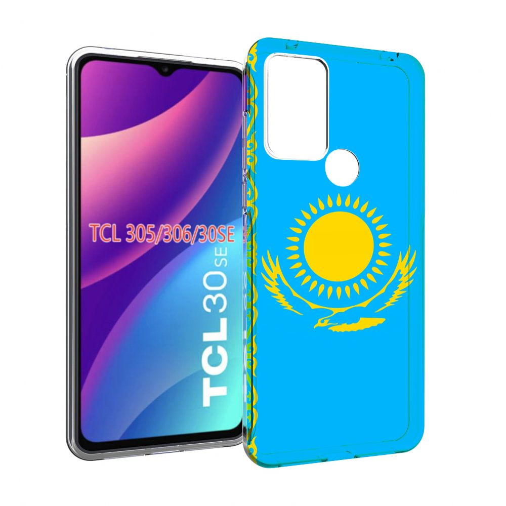 Чехол-бампер MyPads для TCL 30SE / TCL 305 / TCL 306 / TCL 30E с рисунком  флаг Казахстана-1, противоударный, силиконовый, с выступами и усиленными  углами для защиты камеры - купить с доставкой