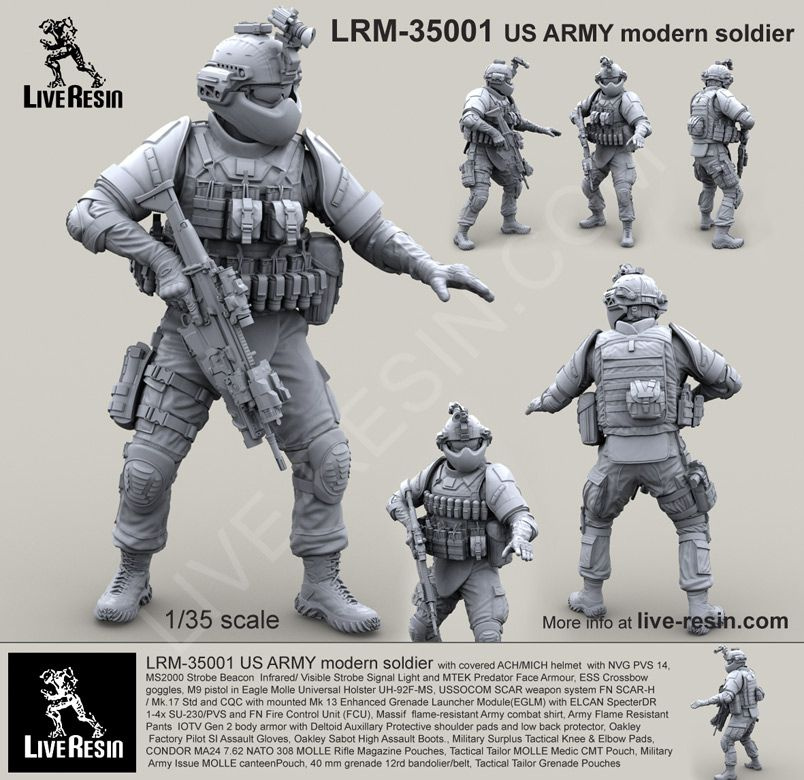 Live Resin Фигурка Современный солдат армии США, Вариант 1, 1/35