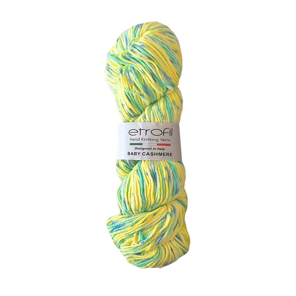 Пряжа Etrofil 'BABY CASHMERE' 100гр. 225м (10% кашемир, 90% полиамид) (BC008 желтый/мятный)  #1