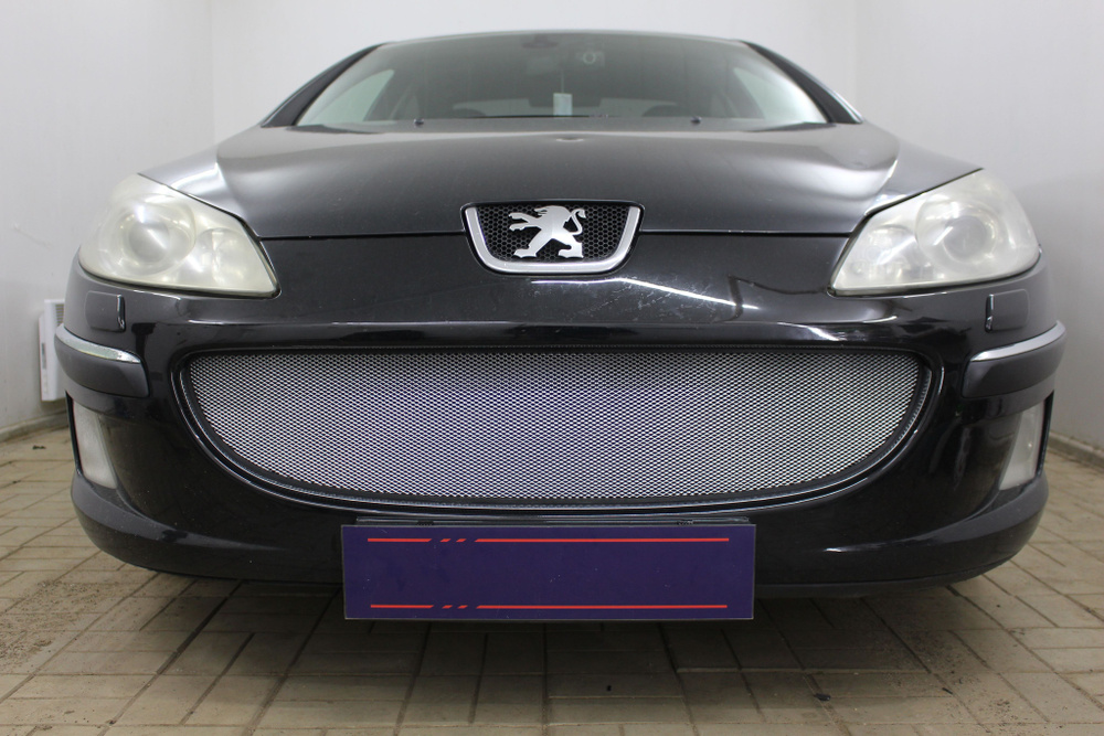 Защитная сетка радиатора низ хром Peugeot 407 (2004-2008) / съемная ...