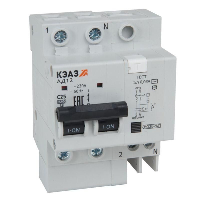 Выключатель автоматический АД12-22C25-АC-УХЛ4 дифференциального тока с защитой от сверхтоков (2P C25 #1