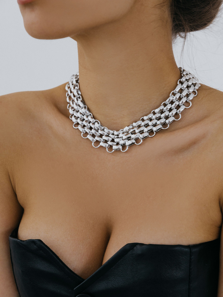 Колье на шею крупное цепочка женская бижутерия украшения ожерелье на шею аксессуар цепь чокер - купить с доставкой по выгодным ценам в интернет-магазине OZON (595278282)