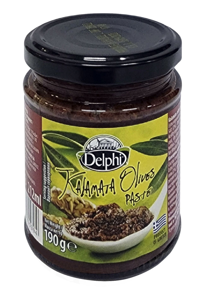 Паста из греческих оливок Каламата с оливковым маслом и специями, "Delphi", Kalamata Olives Paste, 190гр. #1