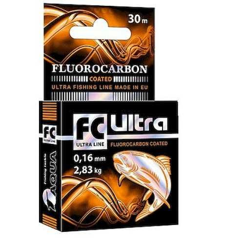 Леска флюорокарбоновая зимняя Aqua FC Ultra Fluorocarbon Coated 0,18мм 30м  #1