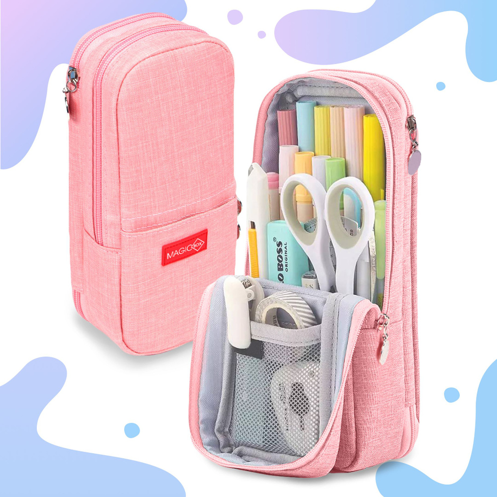Пенал школьный для девочек с 2 отделениями, цвет розовый - купить с доставкой по выгодным ценам в интернет-магазине OZON (821857183)