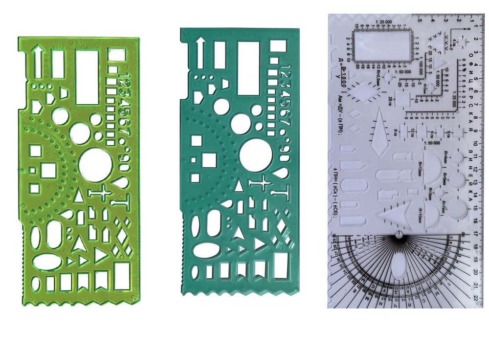 Набор линеек офицерских, 3 шт, зеленая + гибкая + курсантская, бесцветная  #1