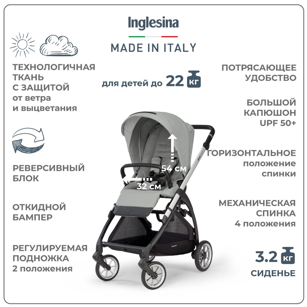 Прогулочная коляска Inglesina Electa, цвет Greenwich Silver #1