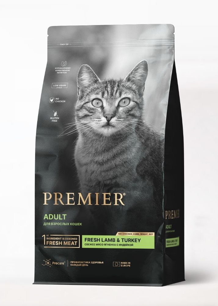 Сухой корм премьер Premier Cat Lamb&Turkey ADULT, для кошек, свежее ...