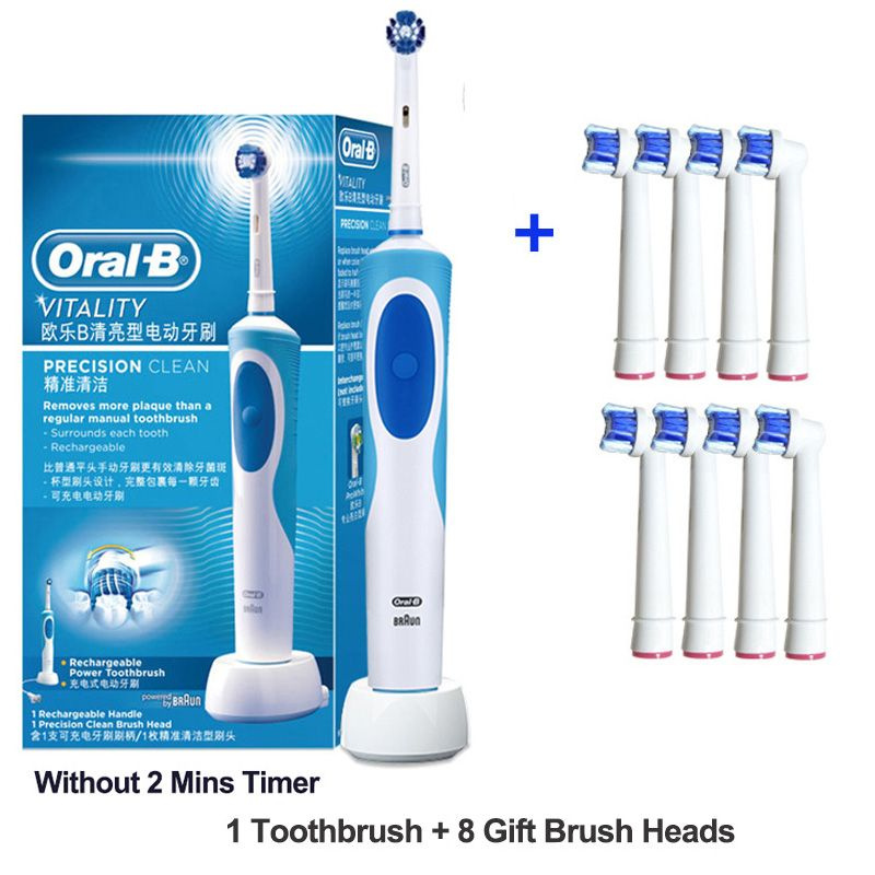 Oral-B Электрическая зубная щетка 1 зубная щетка 8 подарочных кистей головы, белый, голубой  #1