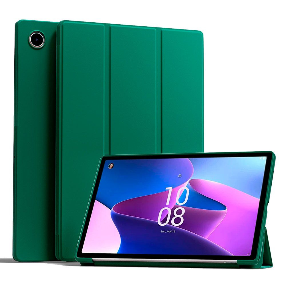 Чехол для планшета Lenovo Tab M10 Plus (3rd Gen) 10.6 дюйма (TB125/TB128),  из мягкого силикона, трансформируется в подставку (темно-зеленый) - купить  с доставкой по выгодным ценам в интернет-магазине OZON (875527008)