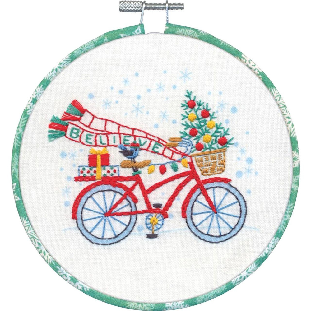 Набор для вышивки Dimensions "09003-72-DMS Праздничный велосипед" / Счетный крест / Зимняя сказка, Новый #1
