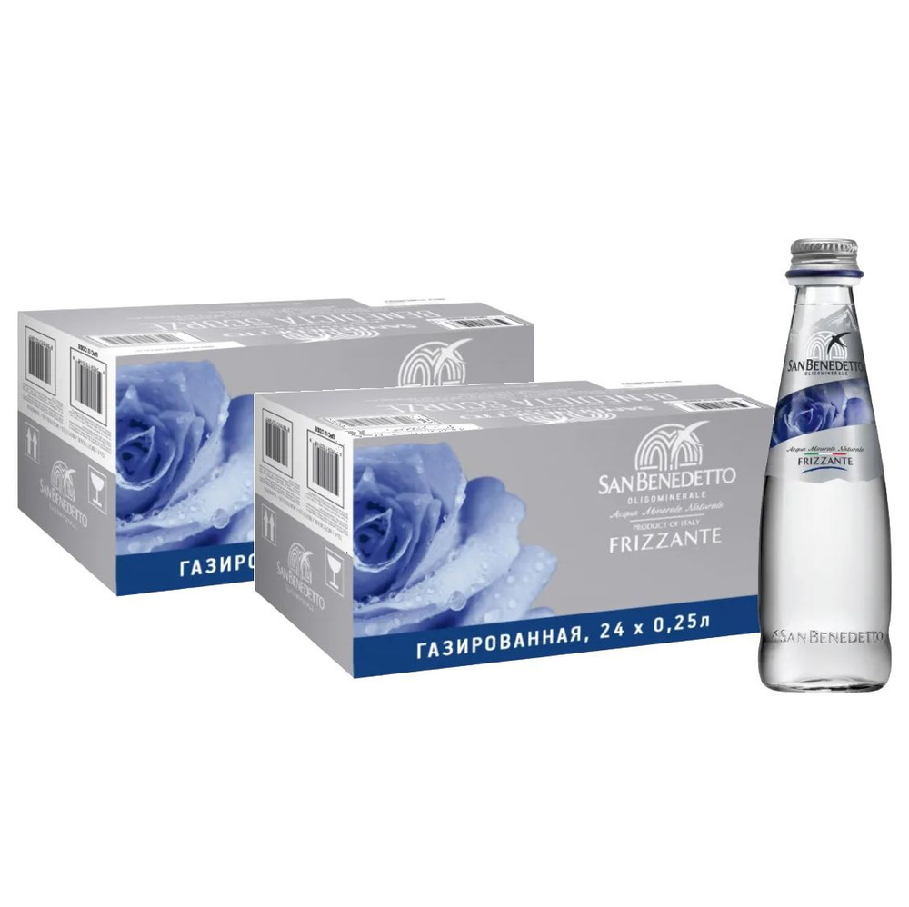 Вода San Benedetto (Сан Бенедетто) 24 шт по 0,25 л, стекло, с газом (2 ...