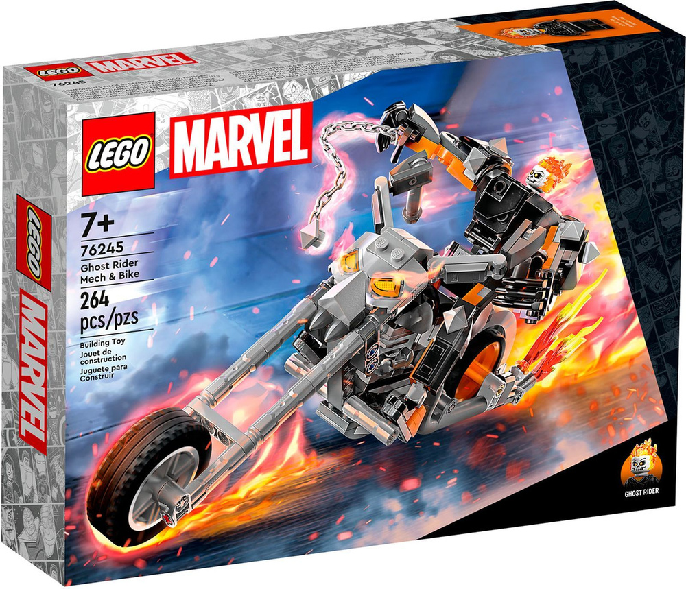 Конструктор LEGO Super Heroes Призрачный Гонщик: робот и мотоцикл, 264  деталей, 7+, 76245