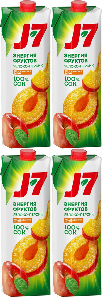 Сок J7 яблоко-персик мякотью 0,97 л, комплект: 4 упаковки по 970 мл  #1