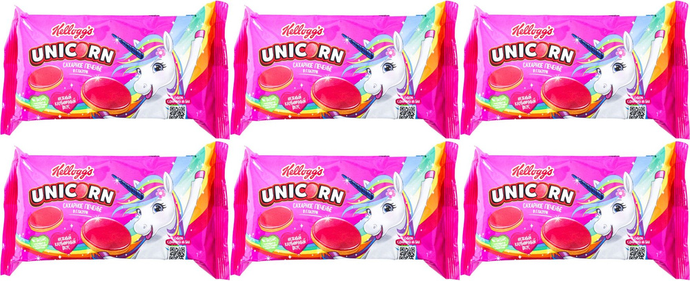 Печенье Kellogg's Unicorn сахарное в глазури с клубникой, комплект: 6 упаковок по 105 г  #1