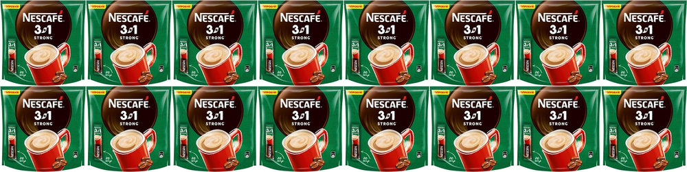 Кофейный напиток Nescafe крепкий 3 в 1 растворимый 14,5 г х 20 шт, комплект: 16 упаковок по 290 г  #1