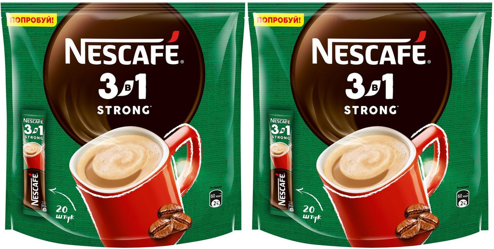 Кофейный напиток Nescafe 3 в 1 Крепкий растворимый 14,5 г х 20 шт, комплект: 2 упаковки по 290 г  #1