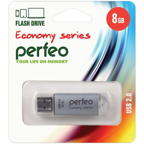 Perfeo USB-флеш-накопитель E01 8 ГБ, серебристый #1