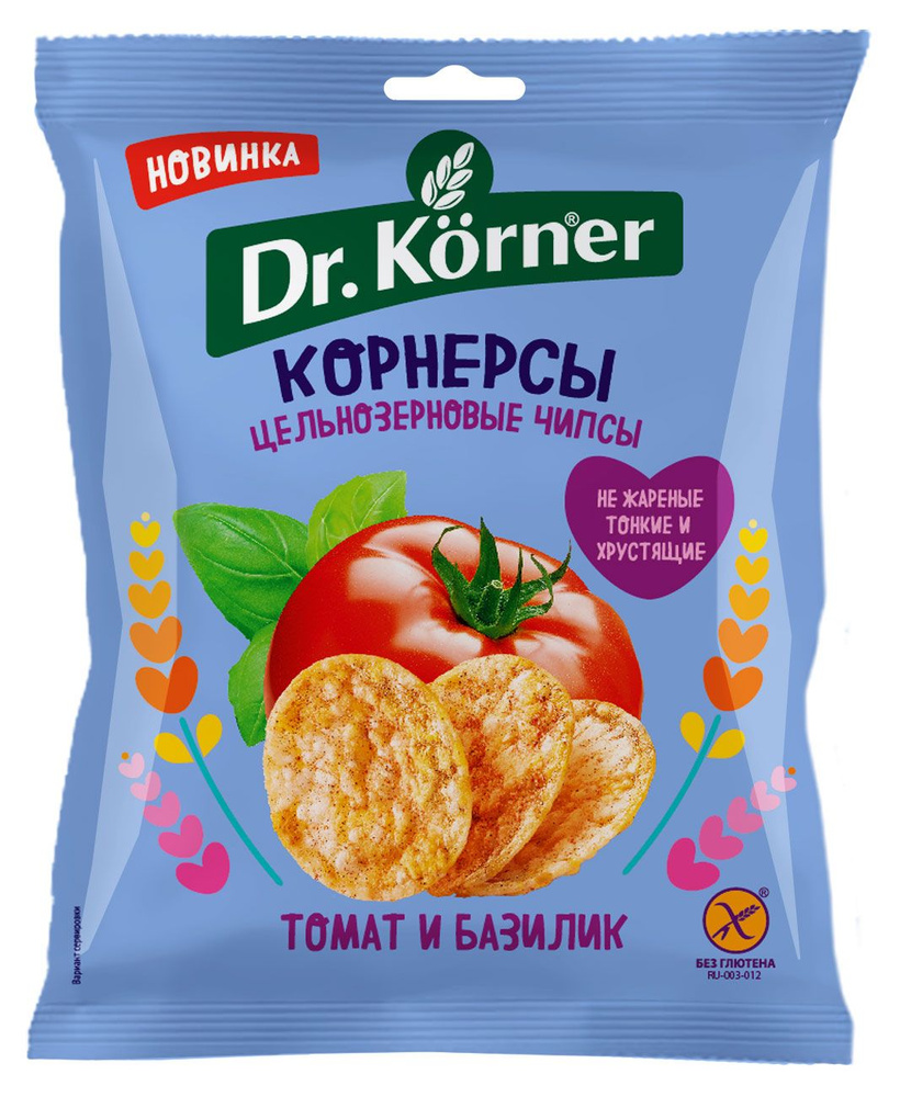 Чипсы Dr.Korner Корнерсы кукурузно-рисовые с томатом и базиликом, 50 г, 6 шт  #1