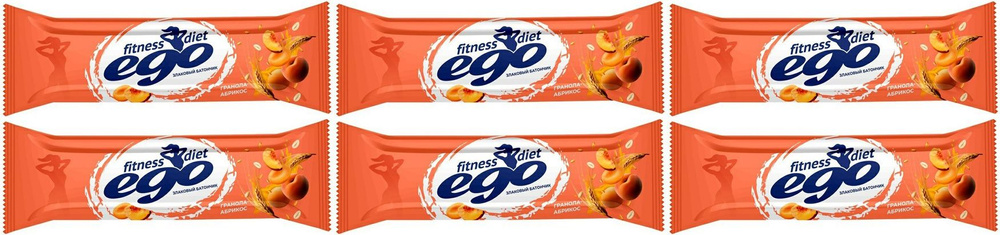 Батончик злаковый Ego fitness абрикос с витаминами-железом, комплект: 6 упаковок по 27 г  #1