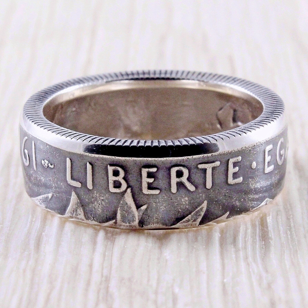 Серебряное кольцо из монеты (Франция) 1898-1920 - купить с доставкой повыгодным ценам в интернет-магазине OZON (910282871)