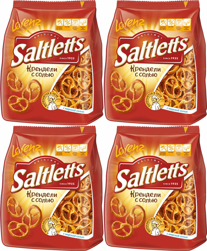 Крендельки Saltletts Lorenz с солью классические, комплект: 4 упаковки по 150 г  #1
