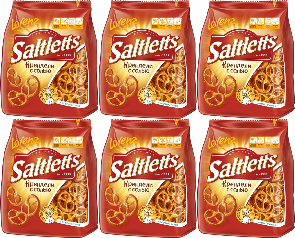 Крендельки Saltletts Lorenz с солью классические, комплект: 6 упаковок по 150 г  #1