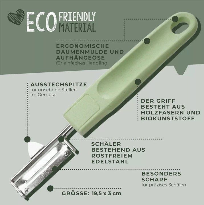 Овощечистка вертикальная FACKELMANN ECOLUTION, 20 см фрукто-овощечистка острая, нож для чистки овощей, #1