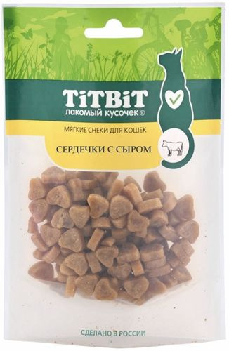 Titbit Лакомство для кошек Мягкие снеки Сердечки с сыром, 50 г - купить ...