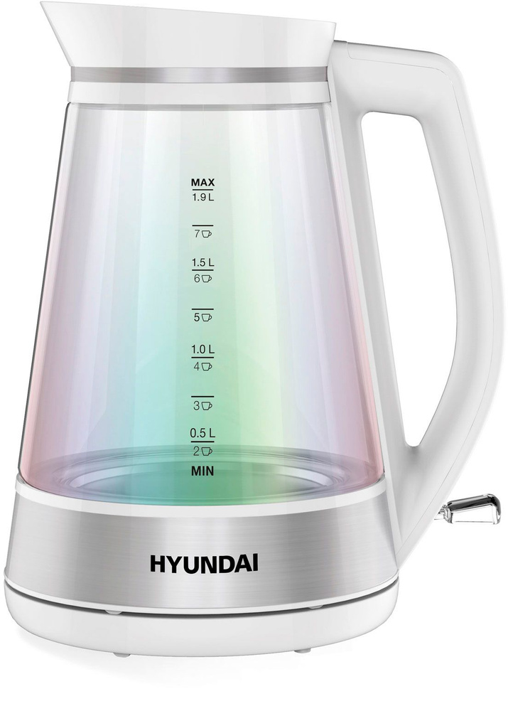 Чайник электрический Hyundai HYK-G3037 1.9л. 3000Вт белый/прозрачный (корпус: стекло)  #1