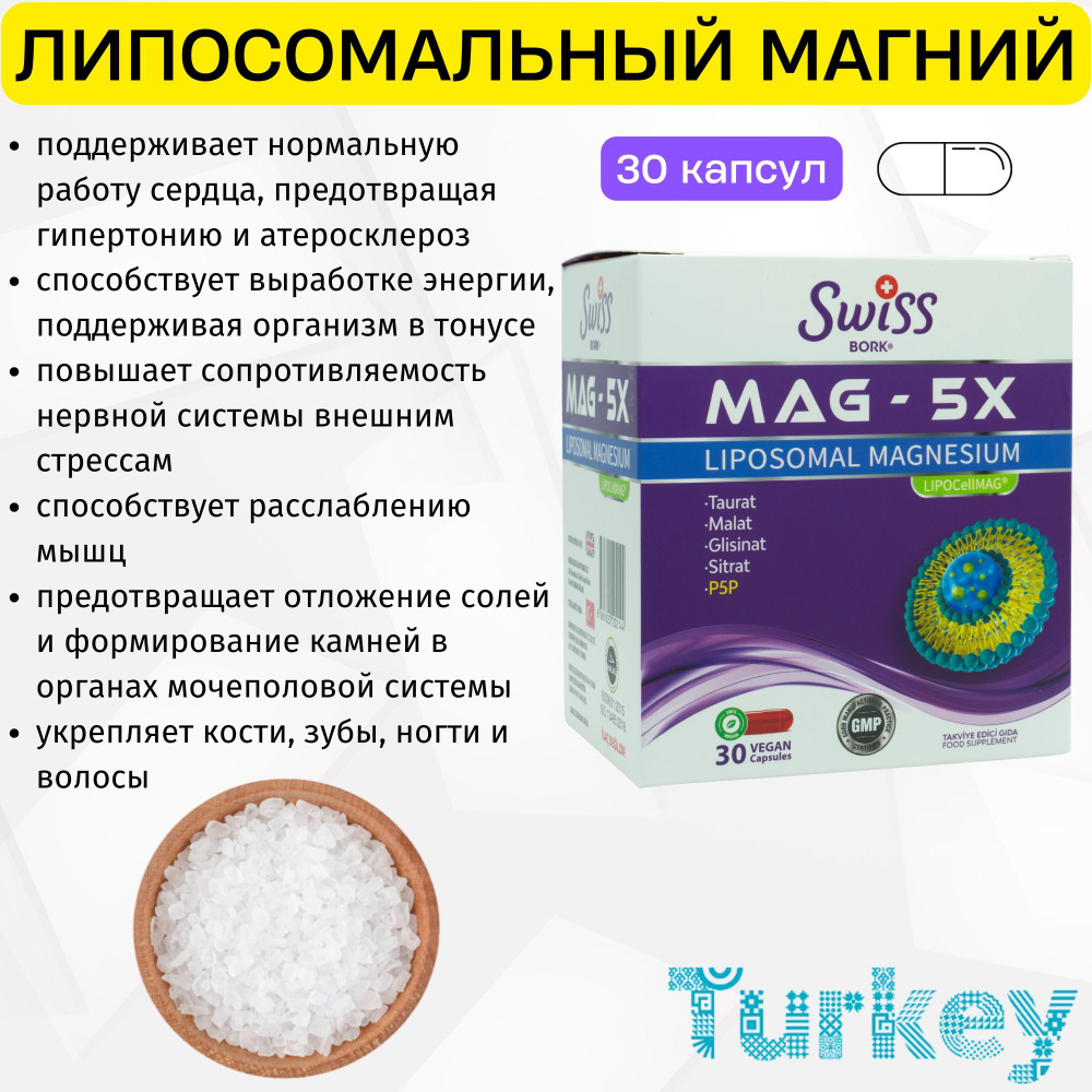 SWISS BORK MAG-5X. Липосомальный магний. Малат, Бисглицинат, Таурат ...
