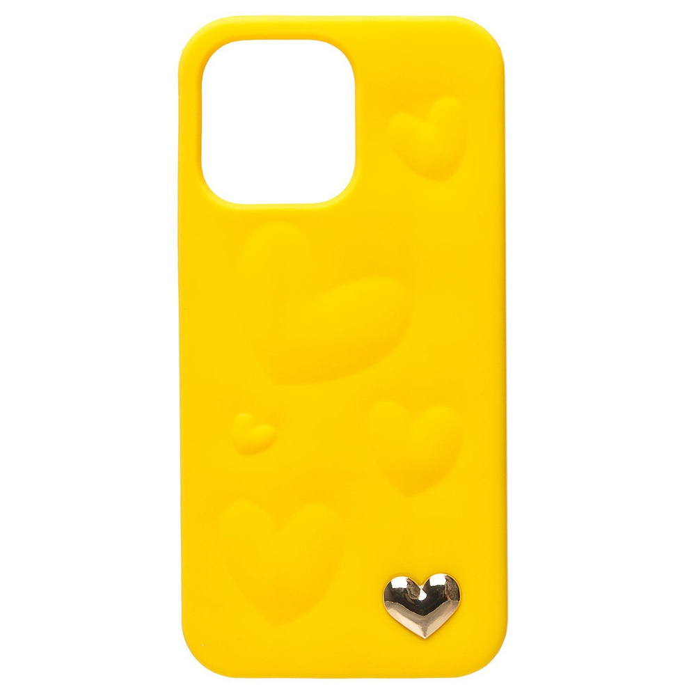 Чехол для iPhone 14 Pro Max силиконовый 3D сердце <желтый> #1