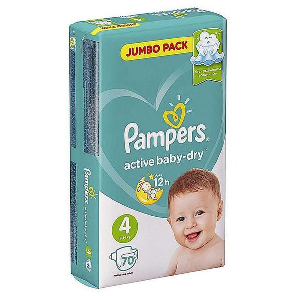 Подгузники Pampers Active Baby-dry 4 (9-14кг) 70 шт - купить с ...