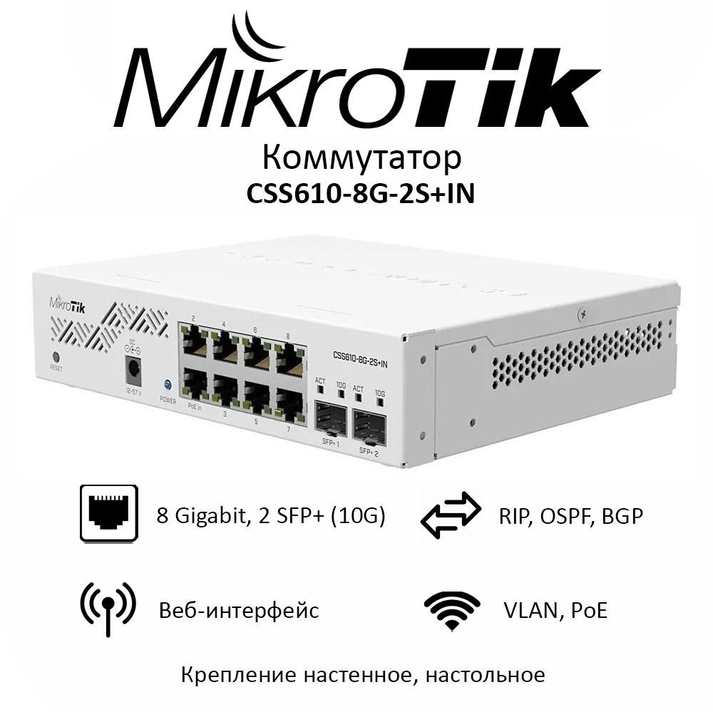 Css610 8g 2s in. Коммутатор Mikrotik css610-8g-2s+in. Mikrotik css610-8g-2s+in.