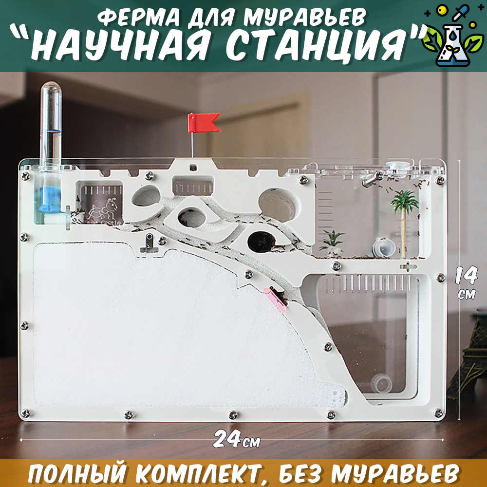 Муравьиная ферма "Научная станция", формикарий вертикальный, прозрачный ...