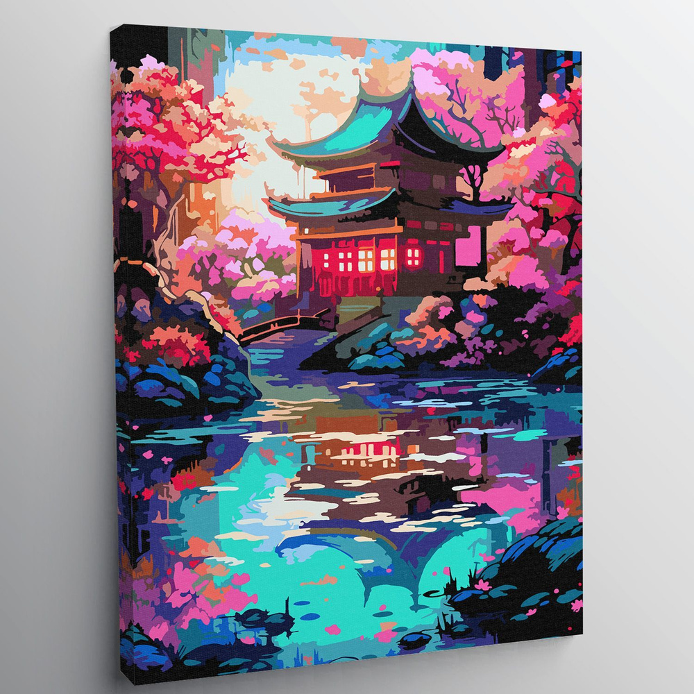 Картина по номерам, холст на подрамнике - Японская Пагода 30x40 см. -  купить с доставкой по выгодным ценам в интернет-магазине OZON (1017589271)