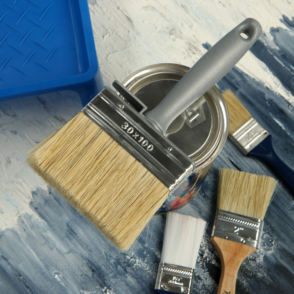 Кисть-макловица Тундра, натуральная щетина, пластиковая ручка, 30 х 100 ...