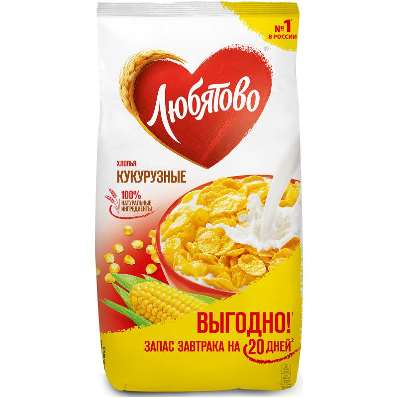 Хлопья Любятово кукурузные, 600г - купить с доставкой по выгодным ценам ...